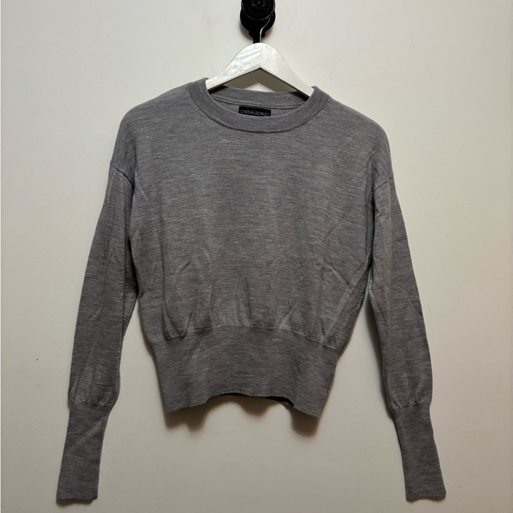 Cynthia Rowley 100% Meriano Wool Gray Crew Neck Sweater